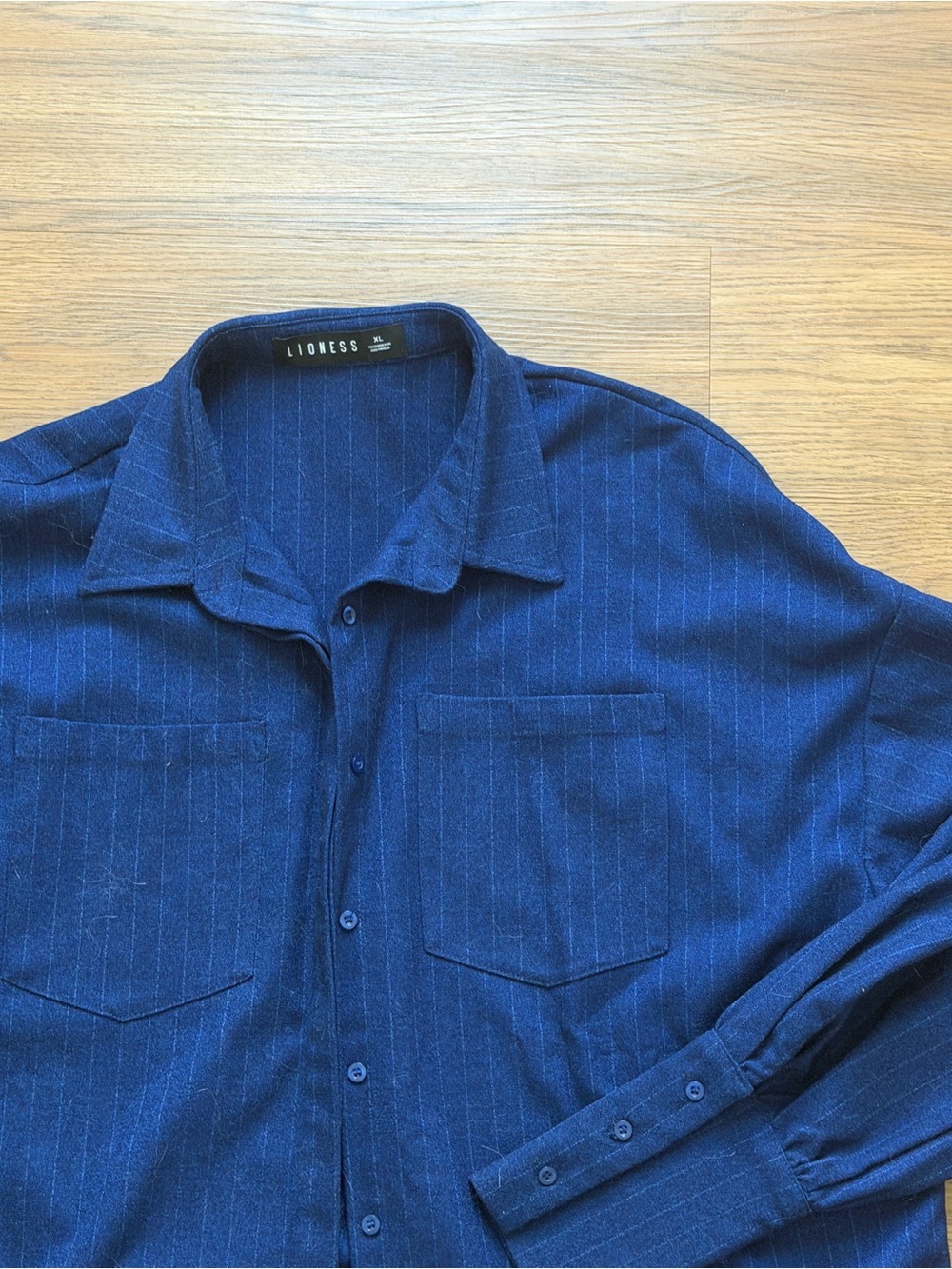 Lioness navy blue striped oversized button down